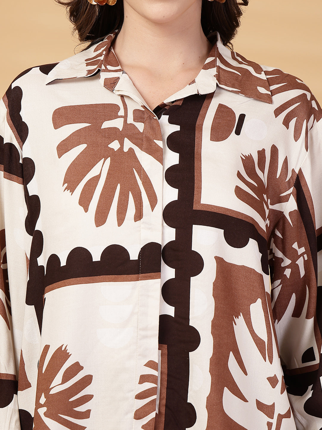 Gipsy Brown Printed Rayon Shirt