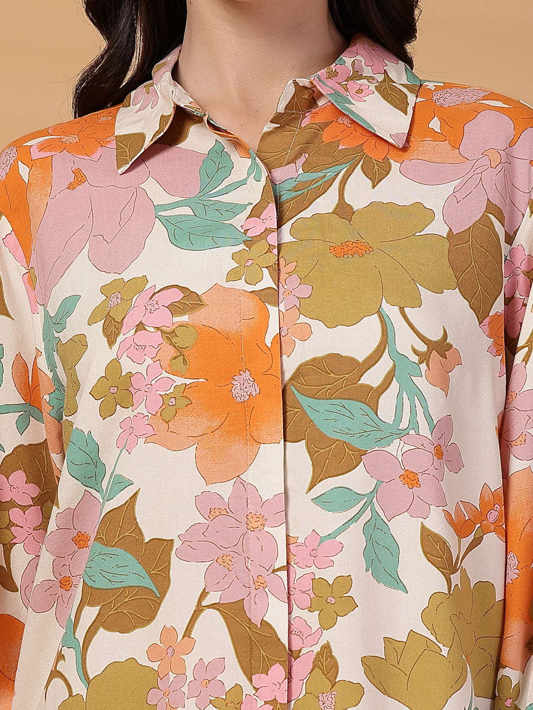 Gipsy Orange Floral Rayon Shirt
