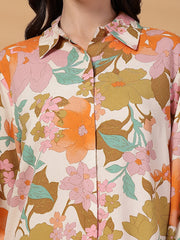 Gipsy Orange Floral Rayon Shirt