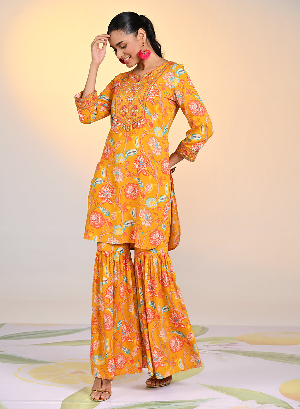 LAKSHITA LADIES WESTERN KURTI 2PCS SET LK04154 16 ORANGE