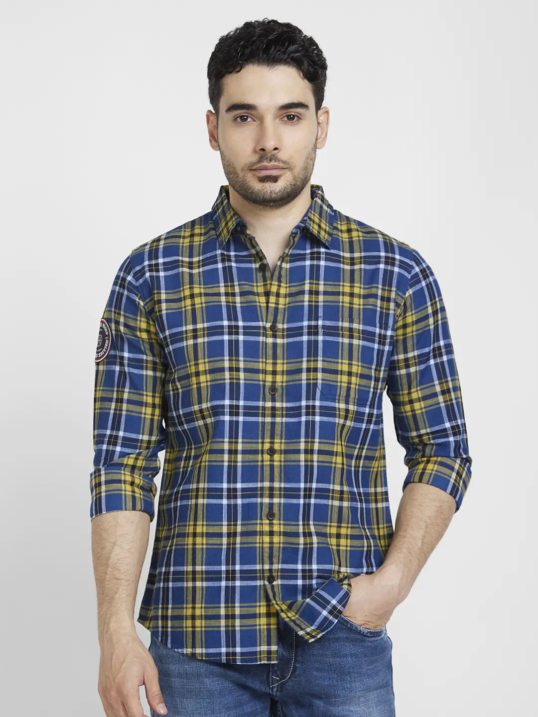 Spykar Mens Casual Shirt F/S Mshcs2Bc077 Amber Yellow