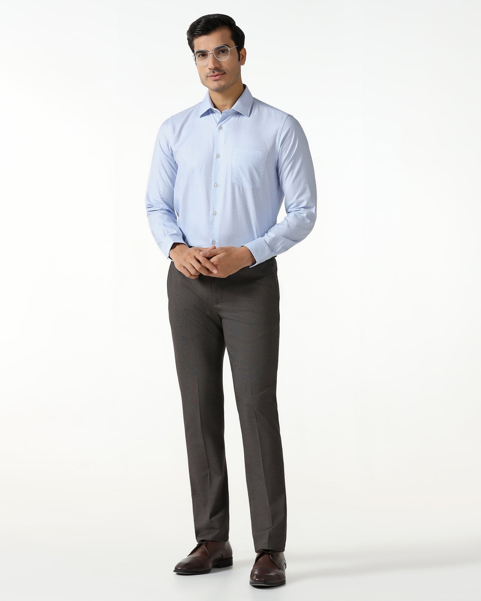 Blackberry Mens Formal Shirt F/S Bp-Lg-Jq-Rile Light Blue