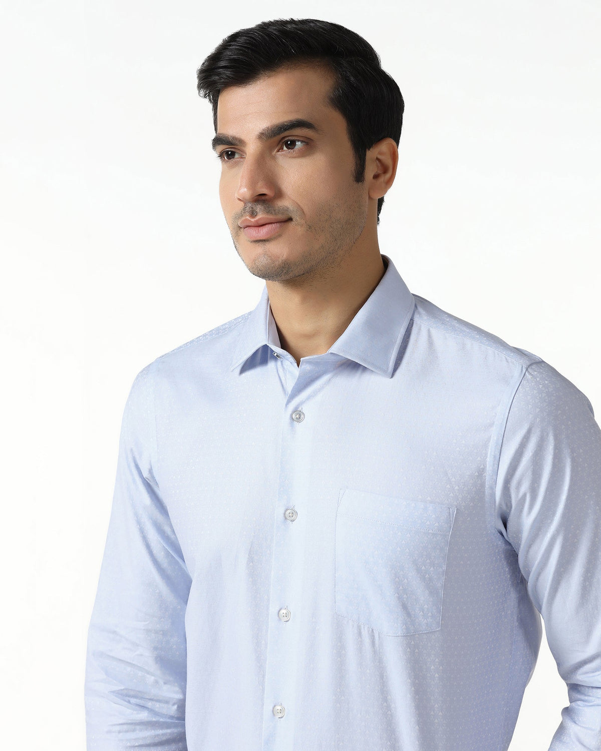 Blackberry Mens Formal Shirt F/S Bp-Lg-Jq-Rile Light Blue