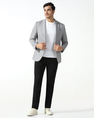 Blackberry men's light grey textured casual blazer, Walker model, stylish winterwear for a polished look.