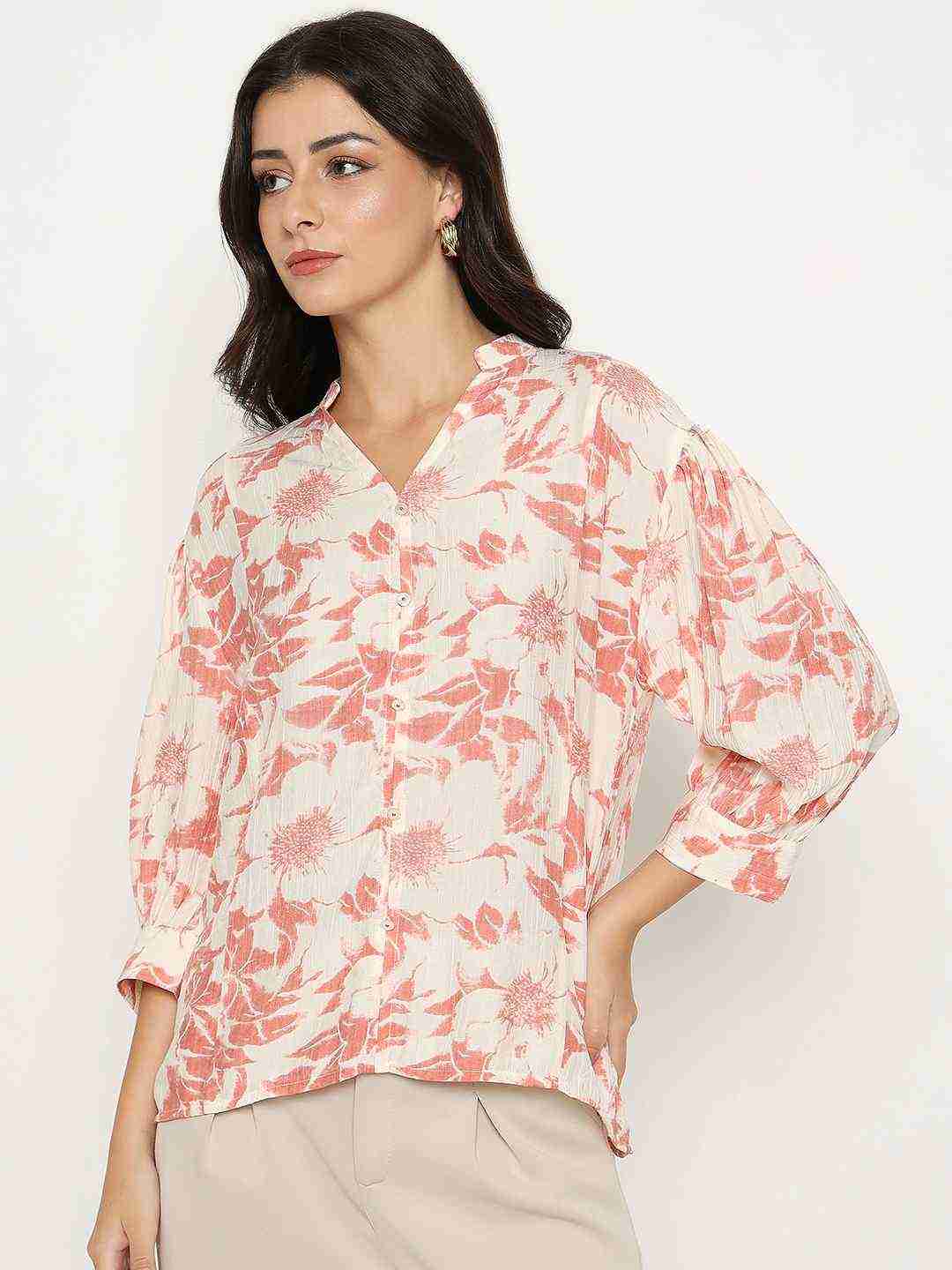 Madame Ladies Western Top H/S M5S18837 999 Coral