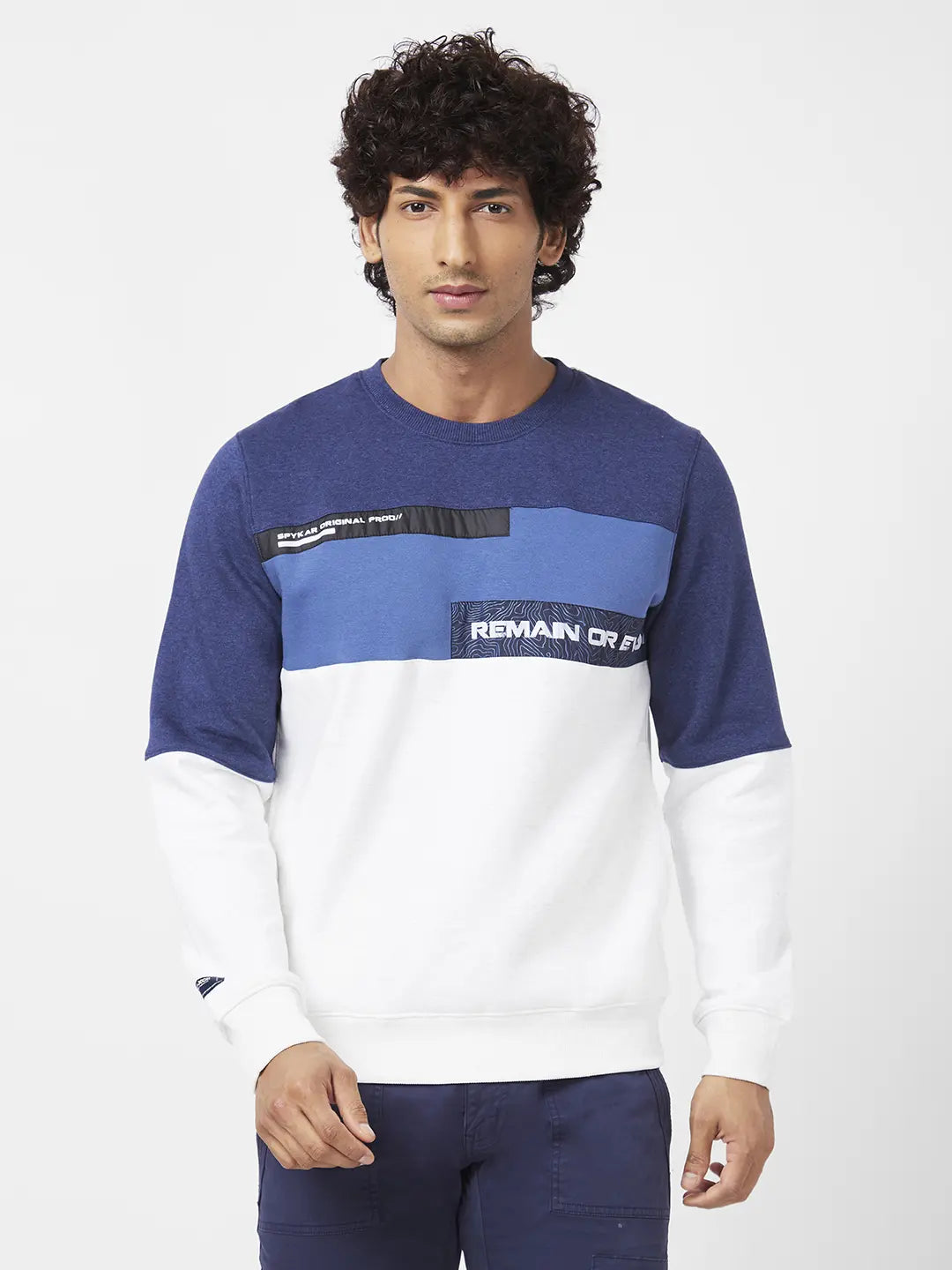Spykar Mens Sweat Shirt F/S Msslgt2Bc036 Indigo Blue