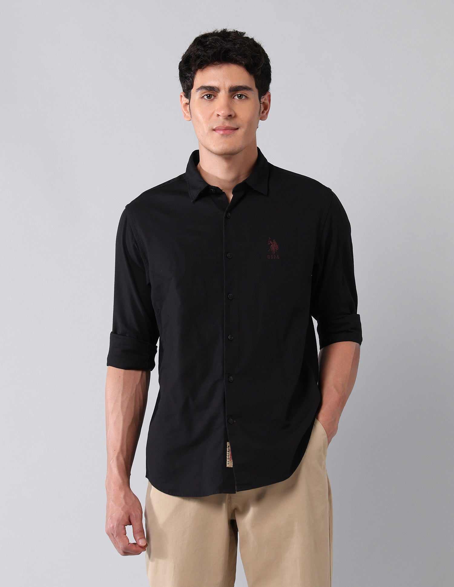 U.S.Polo Mens Casual Shirt H/S Udsht1644 Black