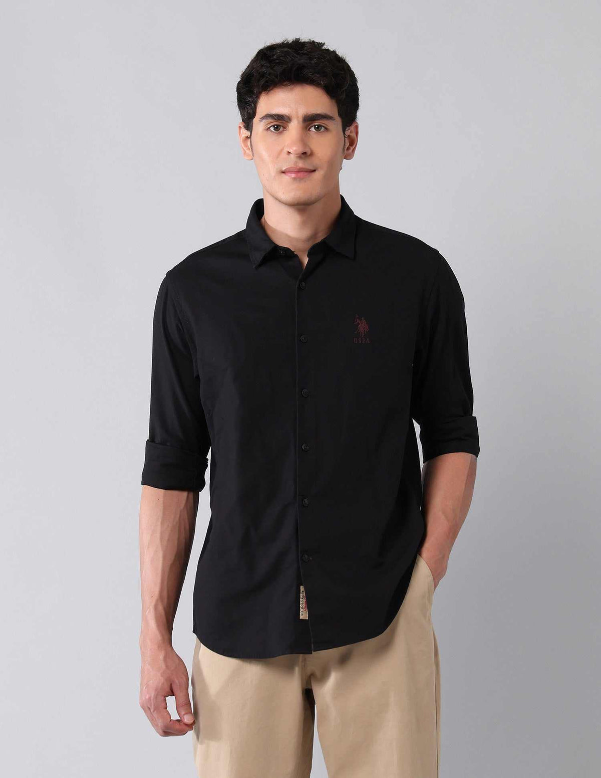 U.S.Polo Mens Casual Shirt H/S Udsht1644 Black