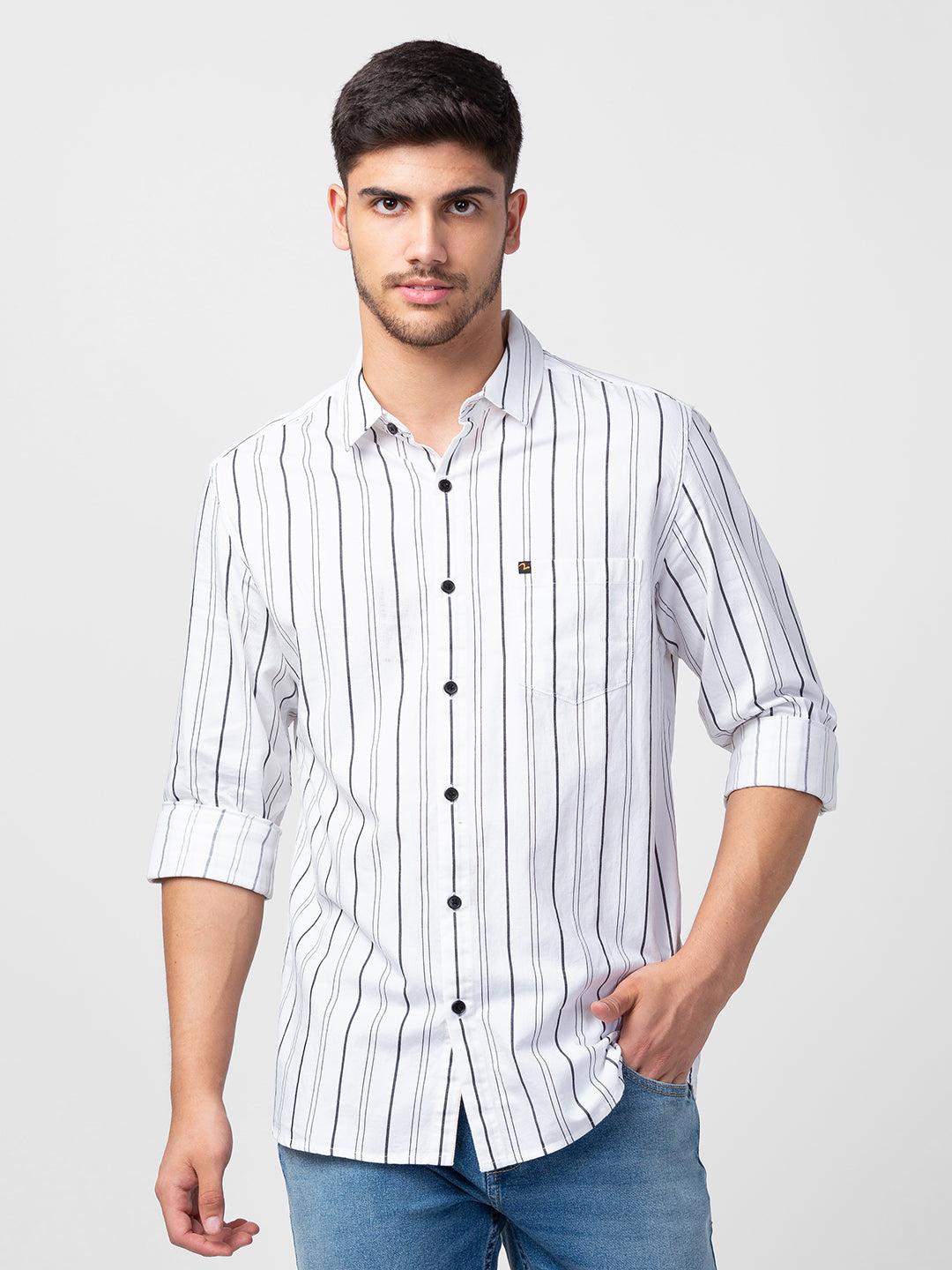 Spykar Mens Casual Shirt F/S Mshst1Bc181 White