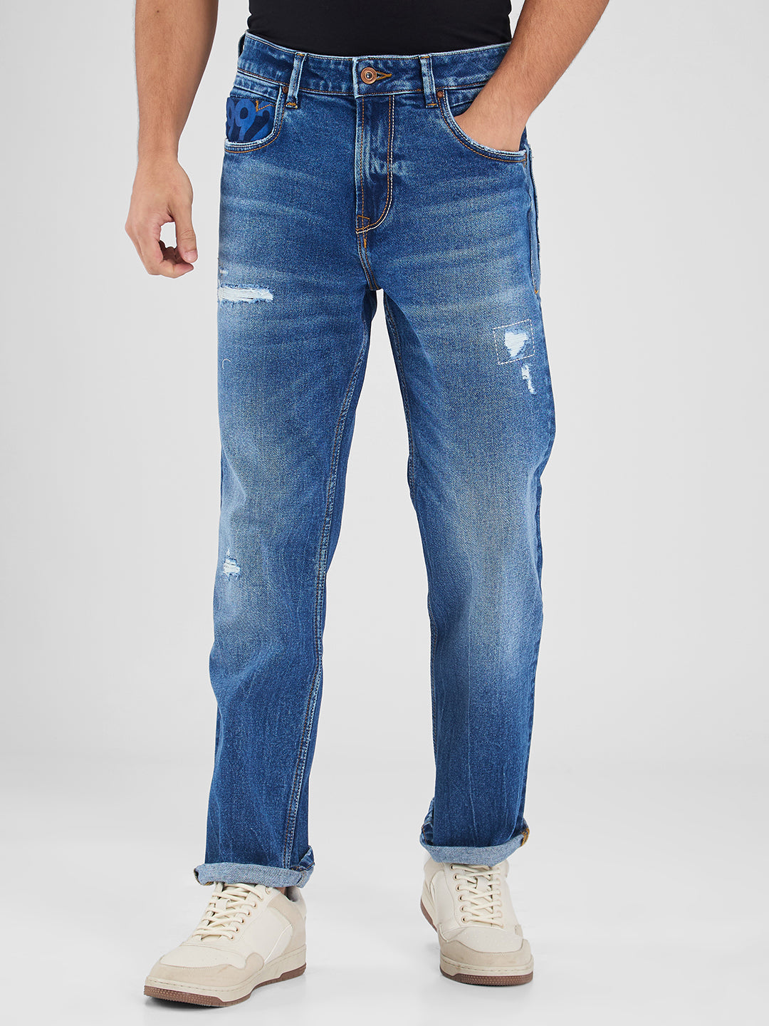 Spykar Mens Jeans Mdact2Bd405 Mid Blue