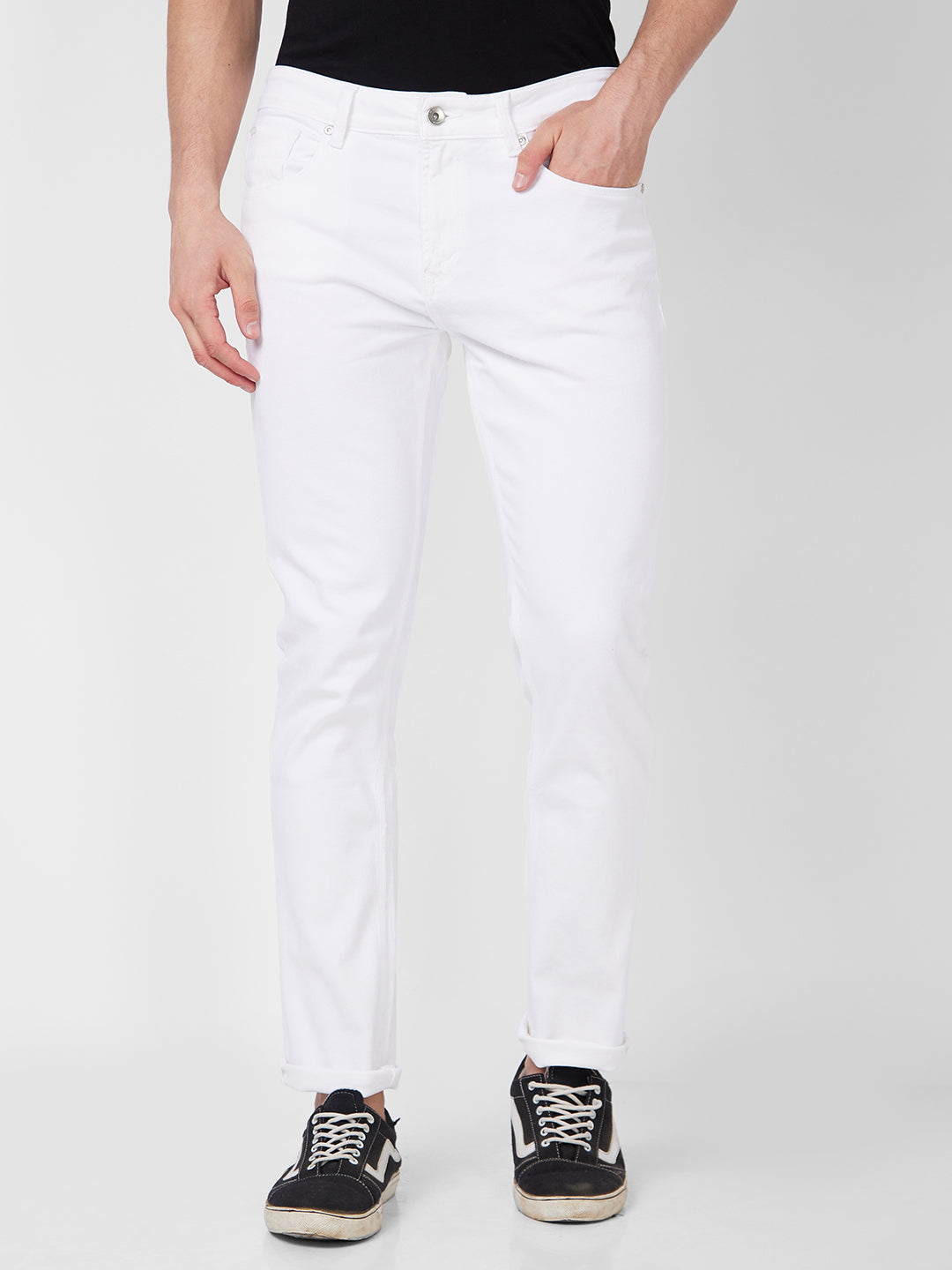 Spykar Mens Jeans Mdro1Bd026 White
