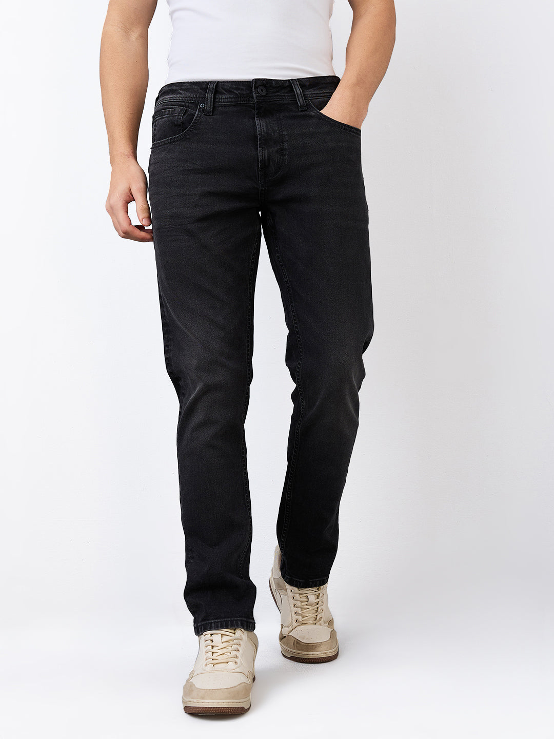 Spykar Mens Jeans Mdro1Be029 Carbon Black
