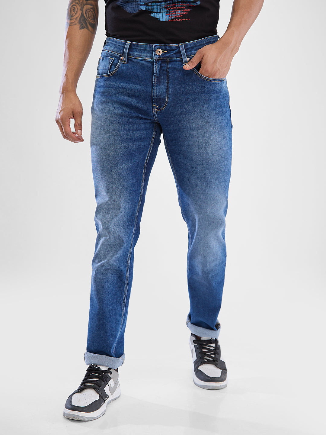 Spykar Mens Jeans Mdro2Bd013 Mid Blue