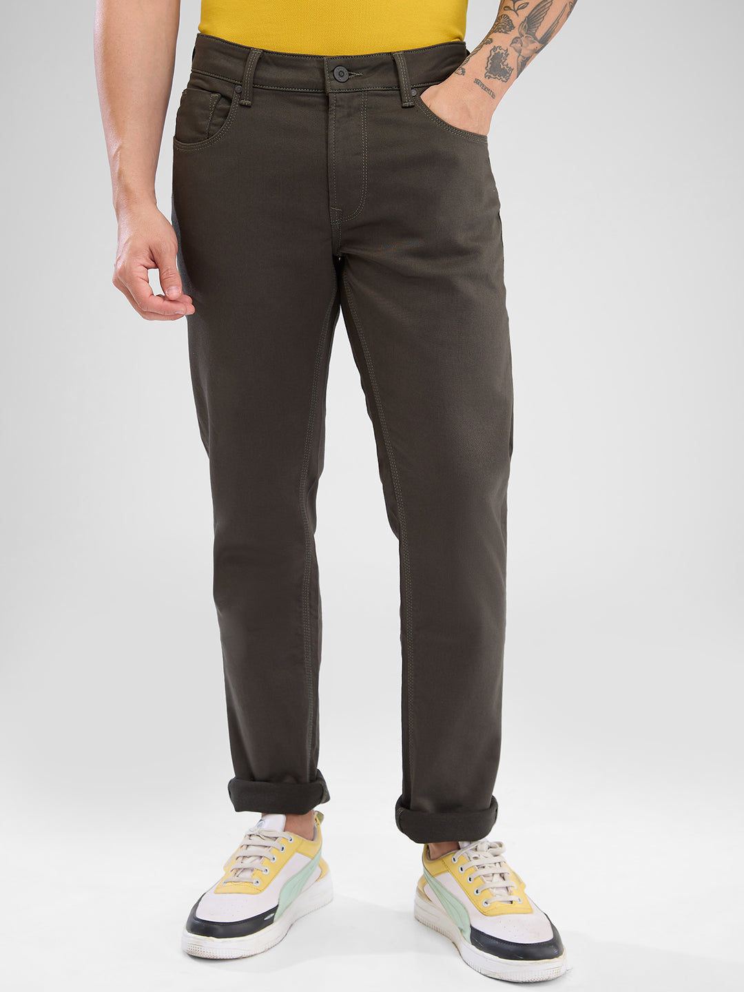Spykar Mens Jeans Mdro2Bd025 Olive