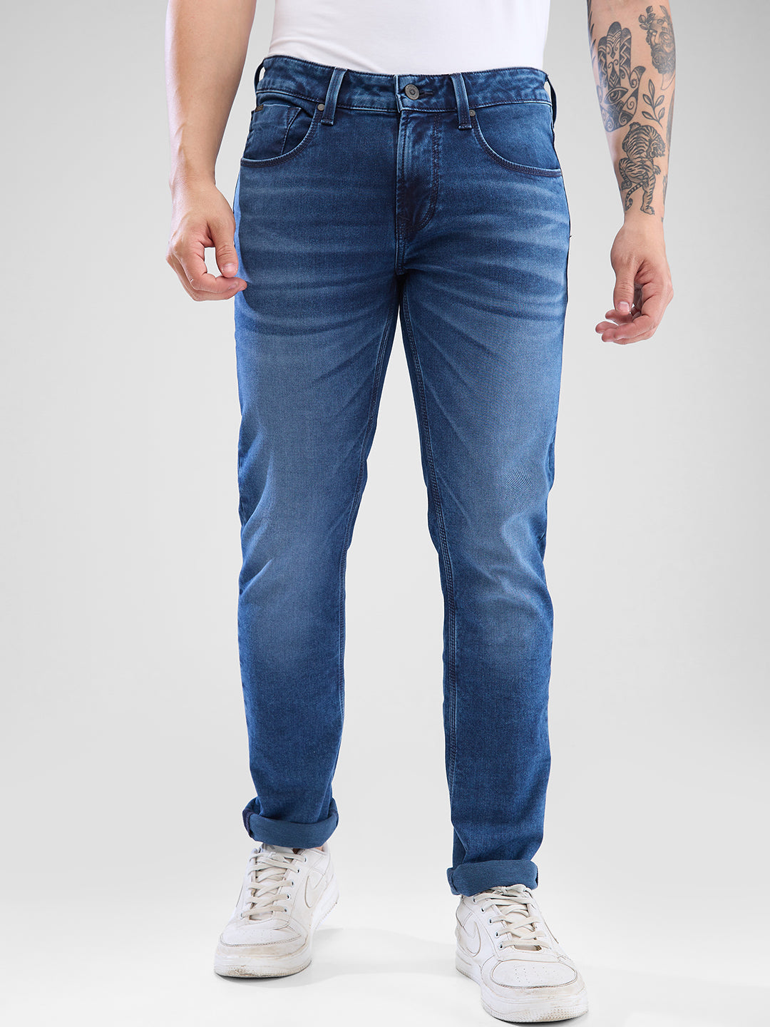 Spykar Mens Jeans Mdskn2Bd013 Mid Blue
