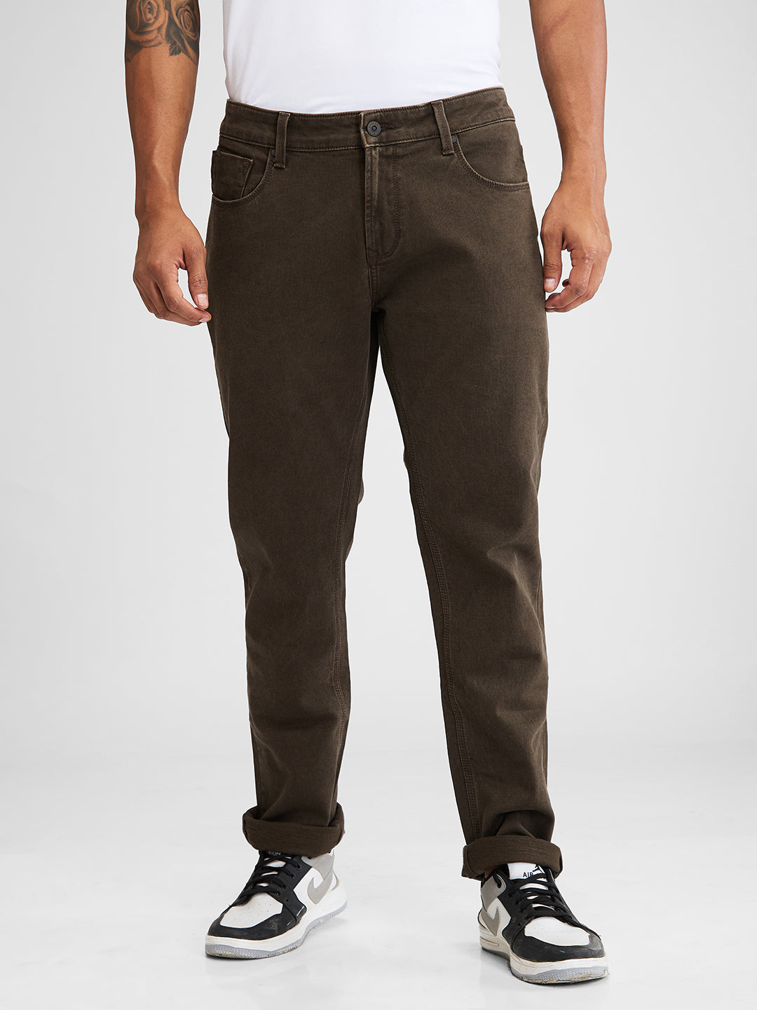 Spykar Mens Jeans Mdskn2Bd025 Dark Olive