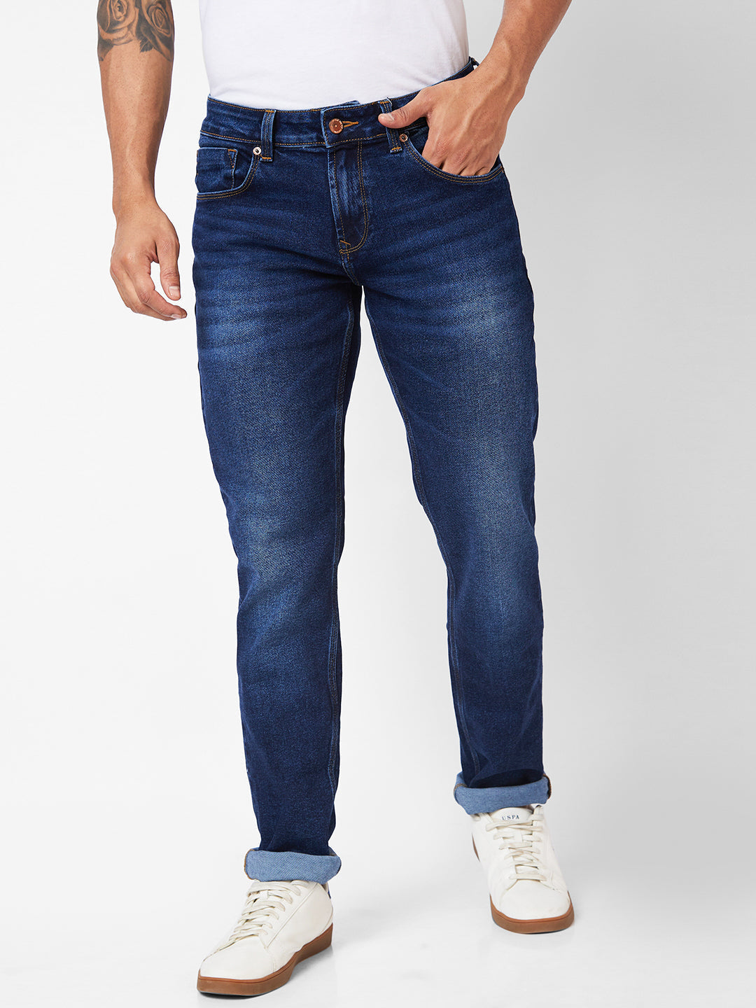 Spykar Mens Jeans Mdsknnos006 Dark Blue