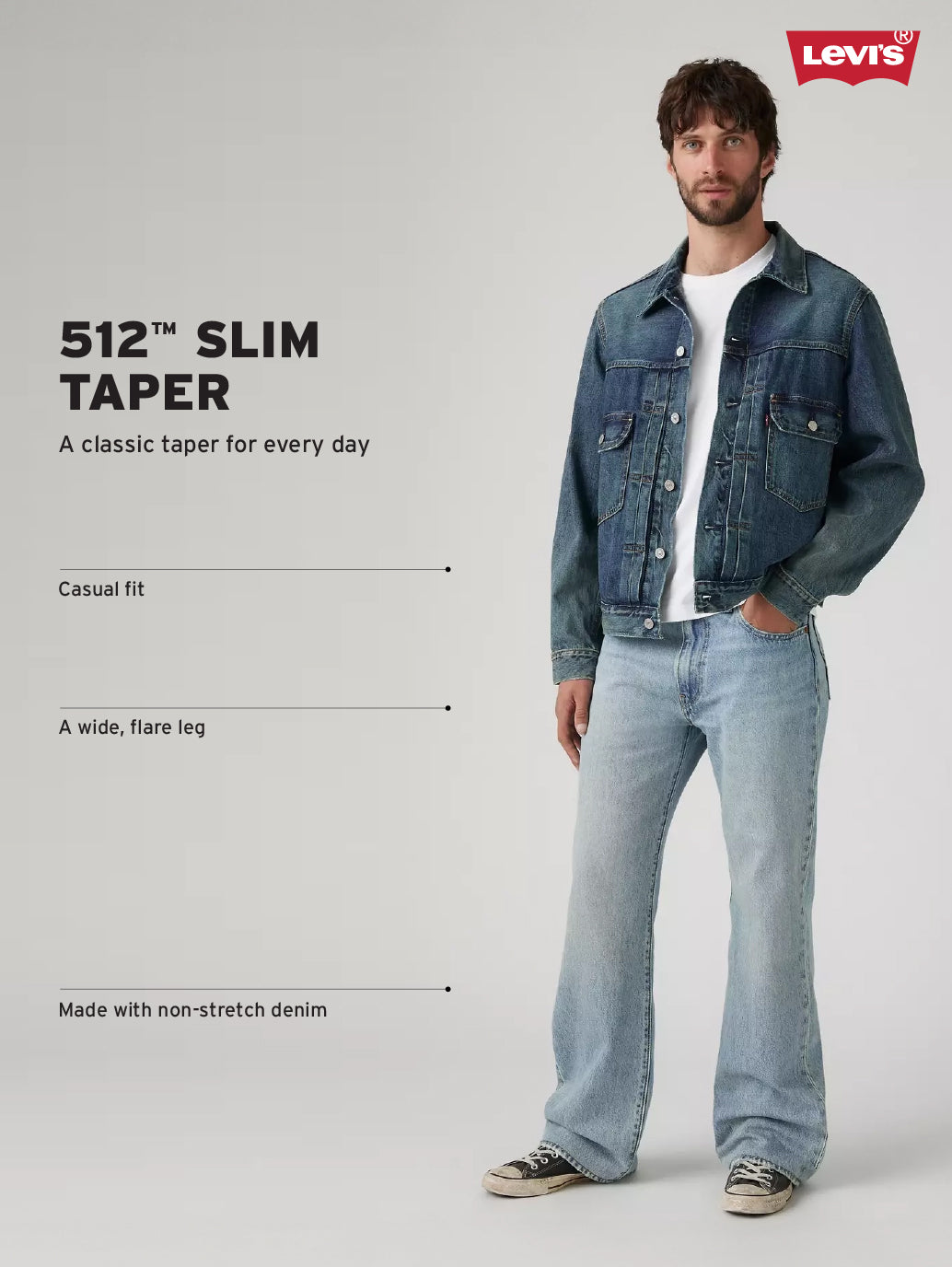 Levis men's jeans in classic blue denim, shown from the back with visible pockets and stitching details.