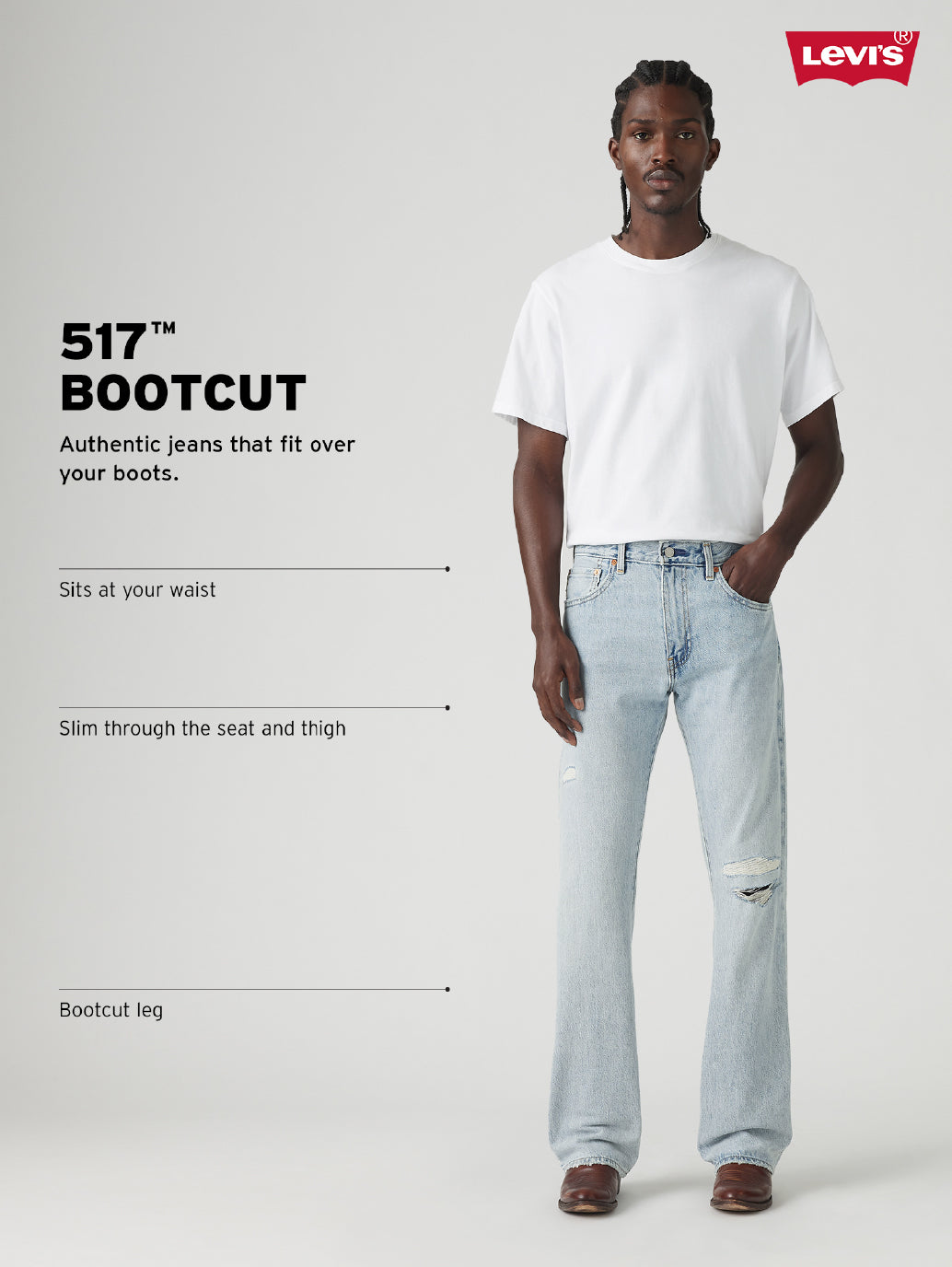 Men's 517 Light Blue Bootcut Fit Mid Rise Jeans