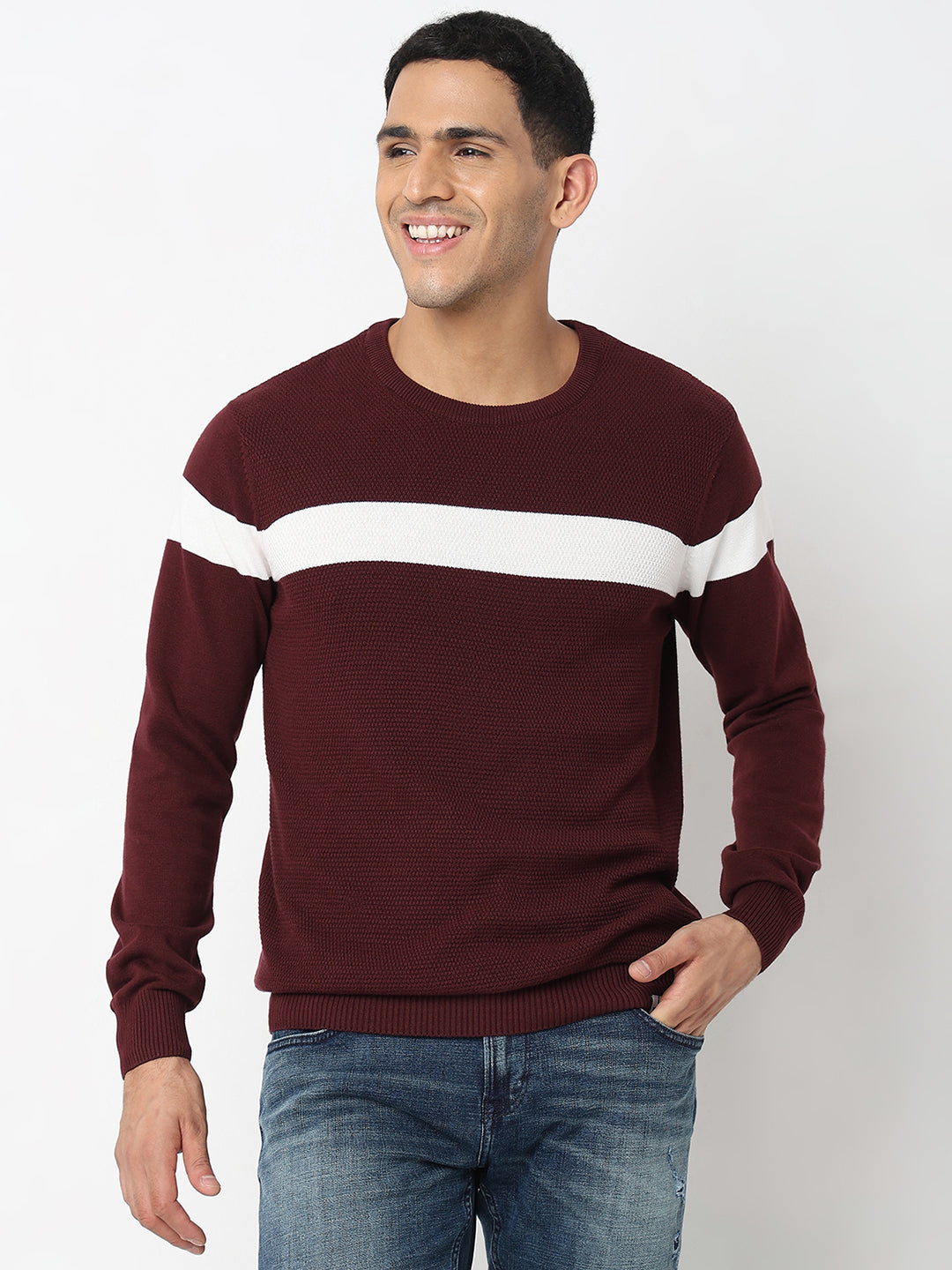 Spykar Mens Pullover Mfklw2Bc007 Wine Red