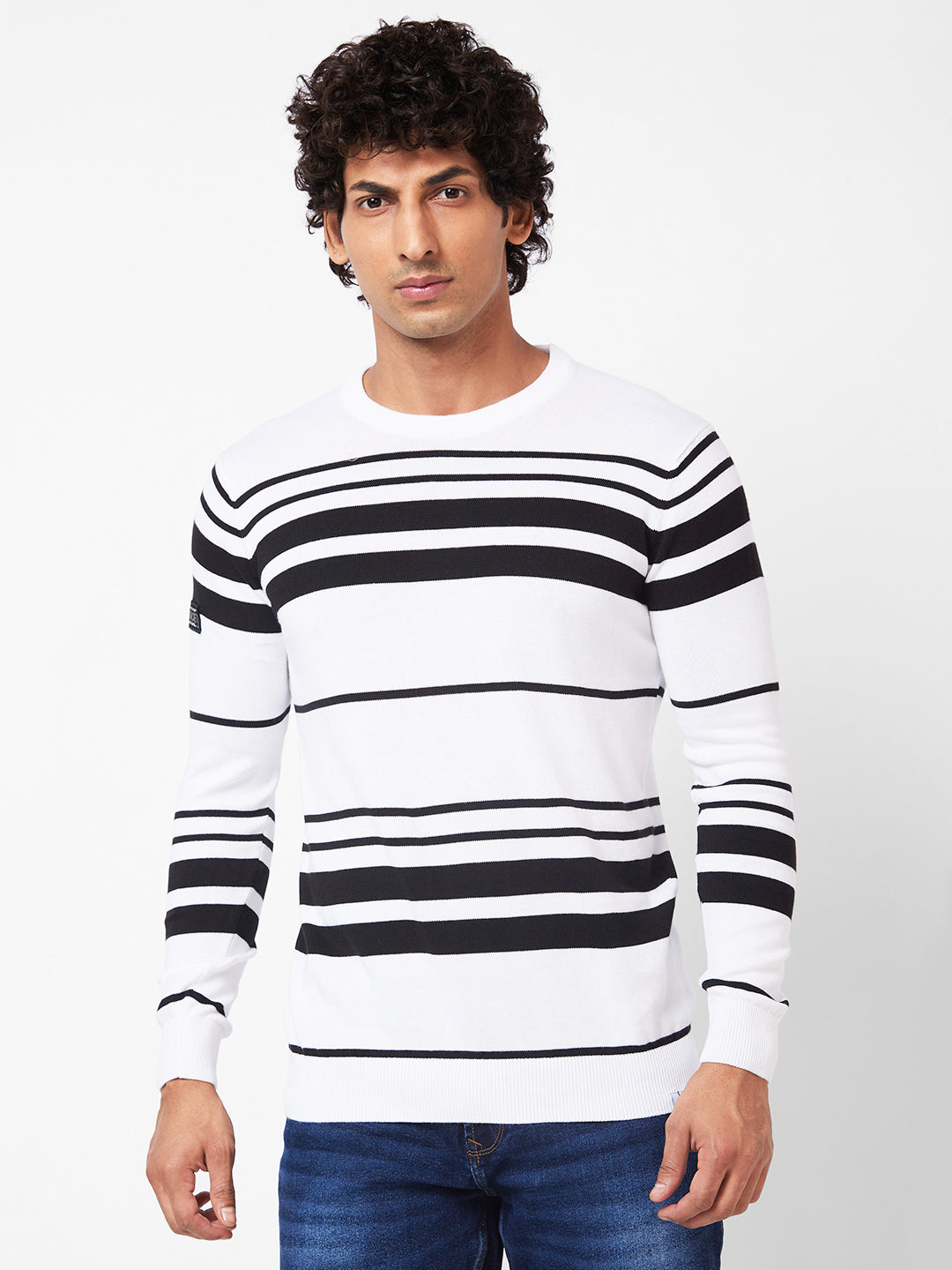 Spykar Mens Pullover Mfklw2Bc018 White
