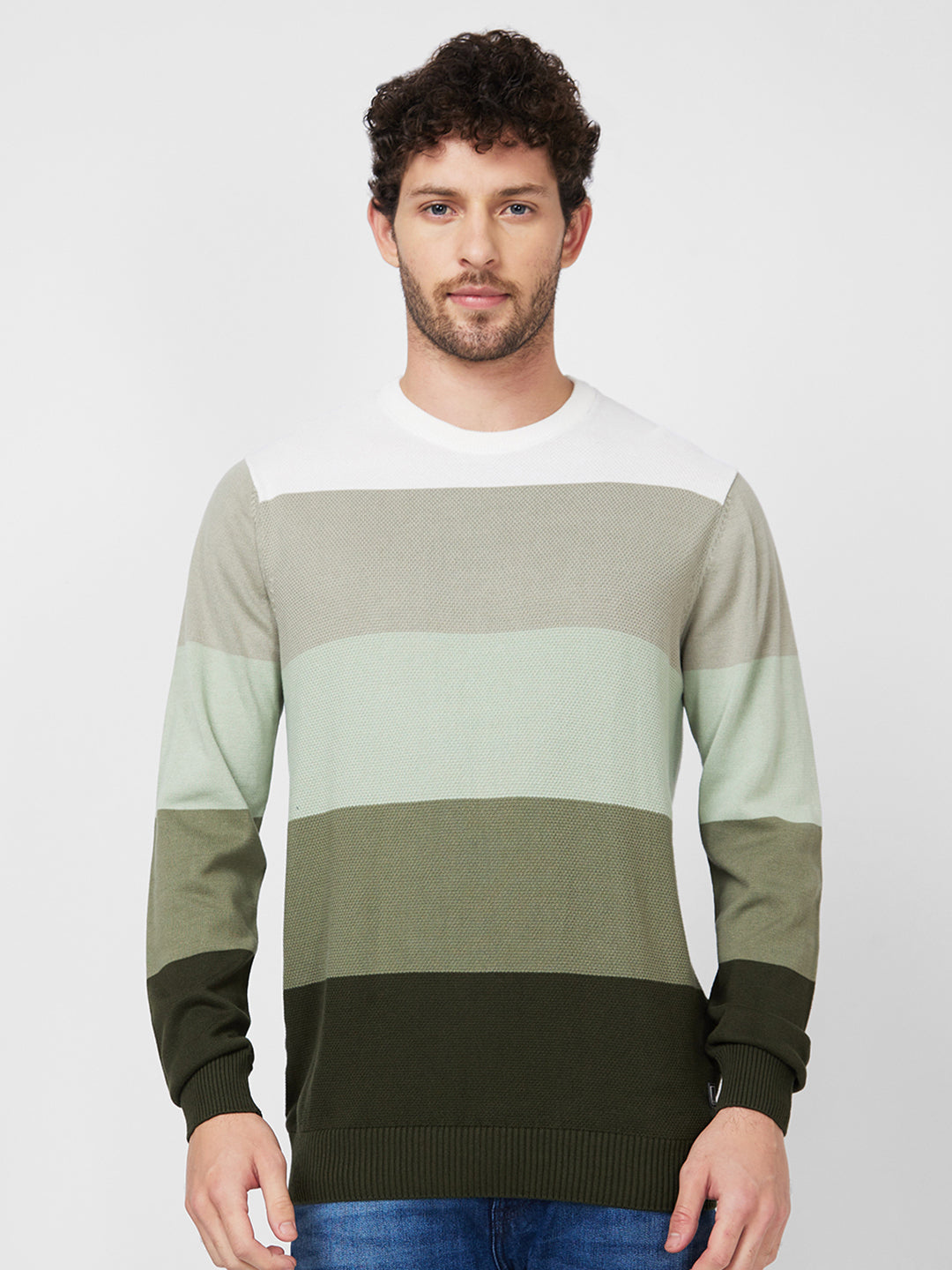 Spykar Mens Pullover Mfklw2Bc023 Dusty Green