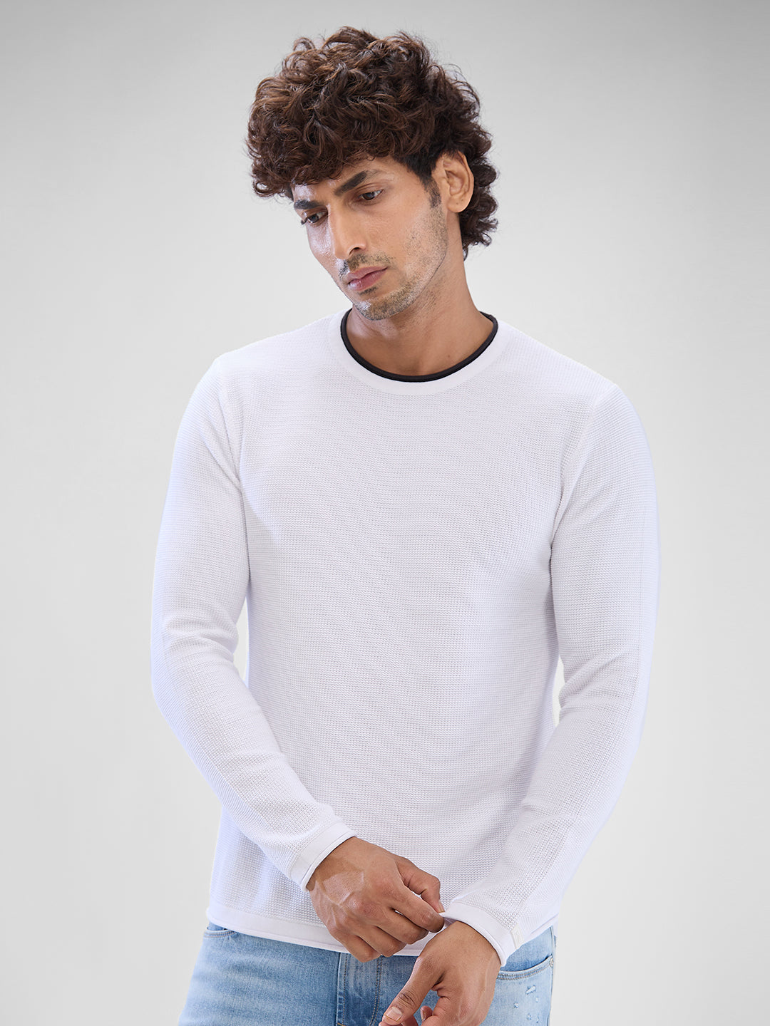 Spykar Mens Pullover Mfklw2Bd018 White