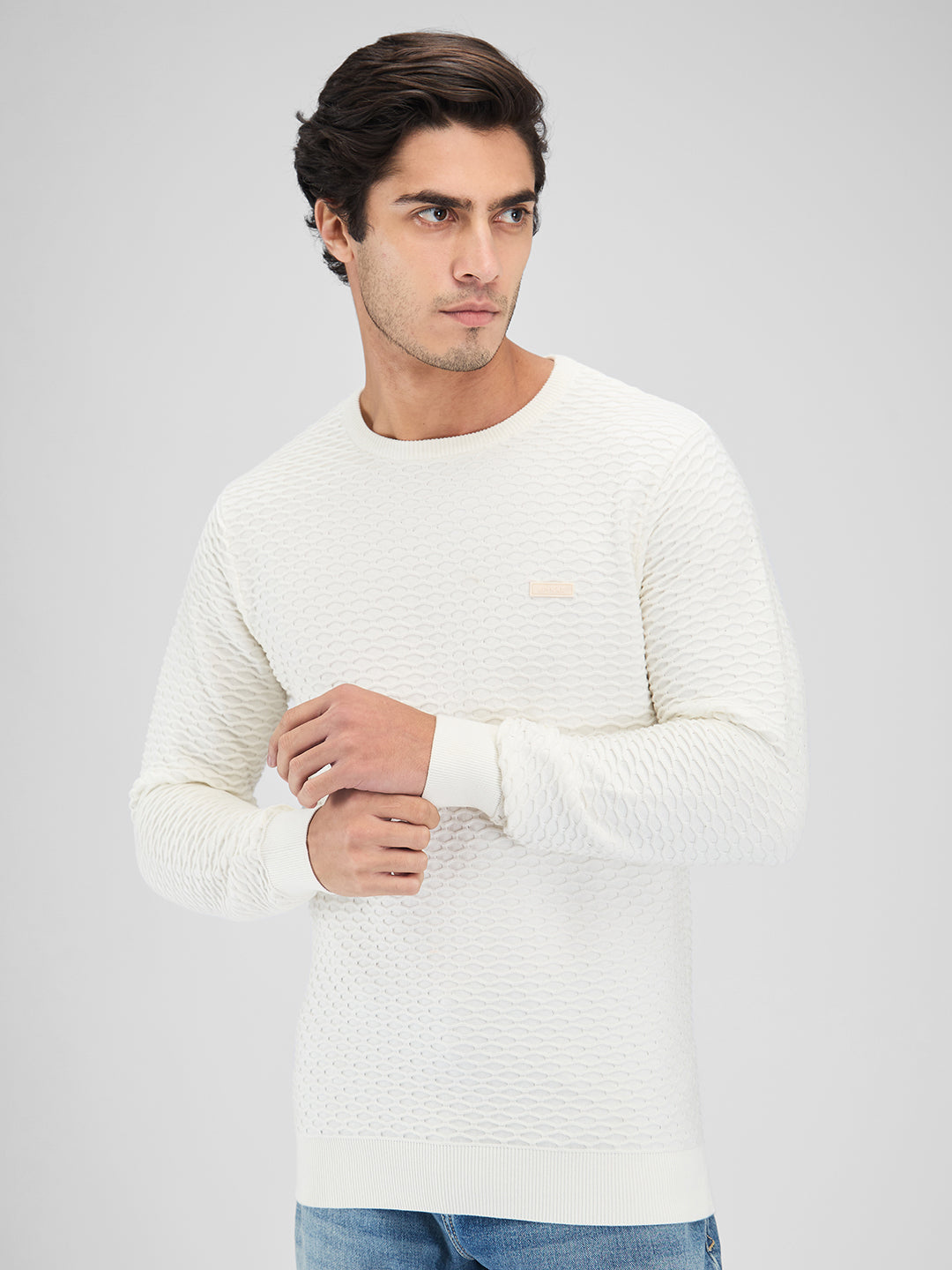 Spykar Mens Pullover Mfklw2Bd030 Off White