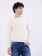 Spykar Off White Slim Fit Casual Sweaters For Men
