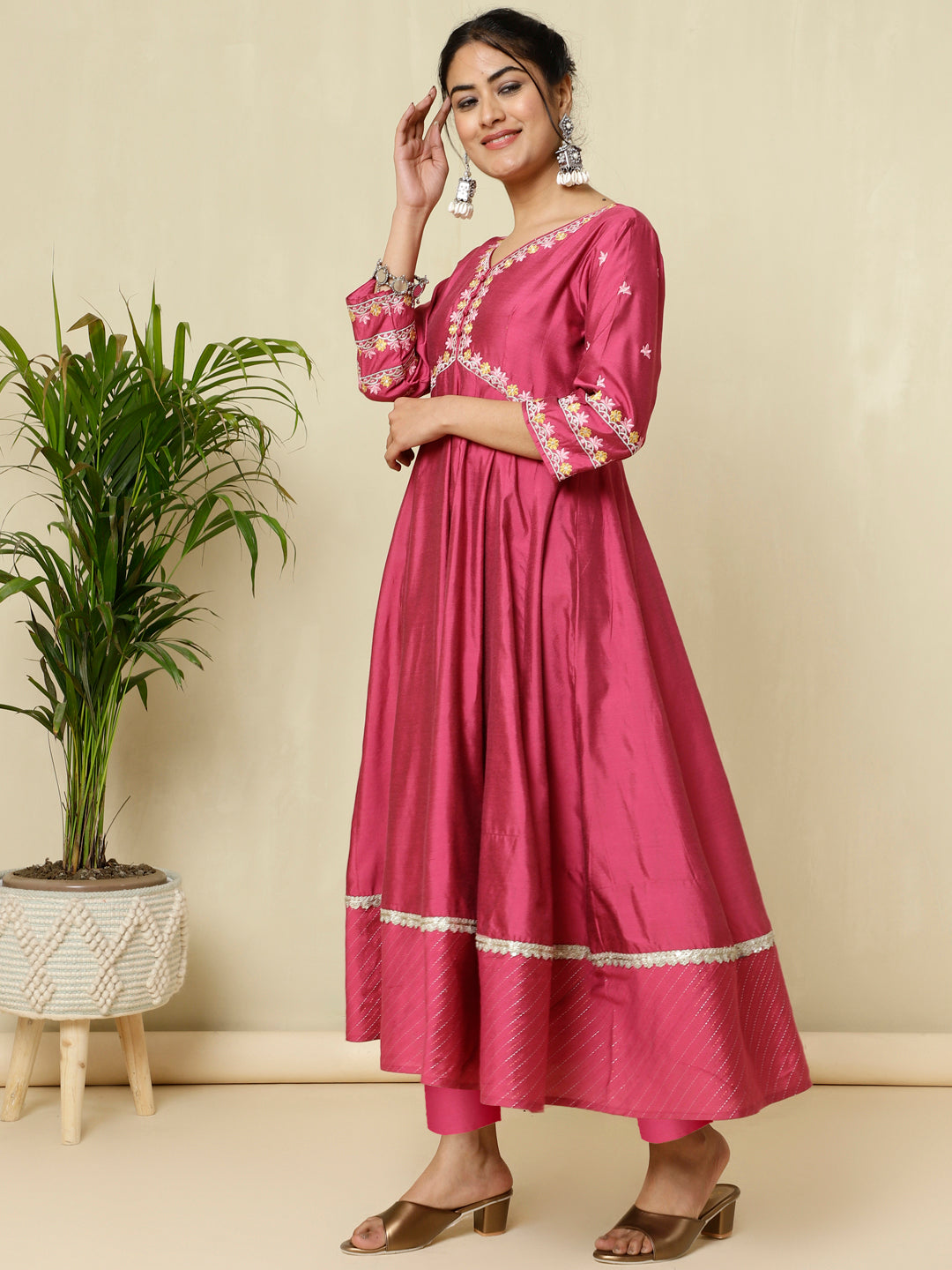 Jaipur Kurti Ladies Western Kurti 3Pcs Set 1D23Kdupr003 Magenta