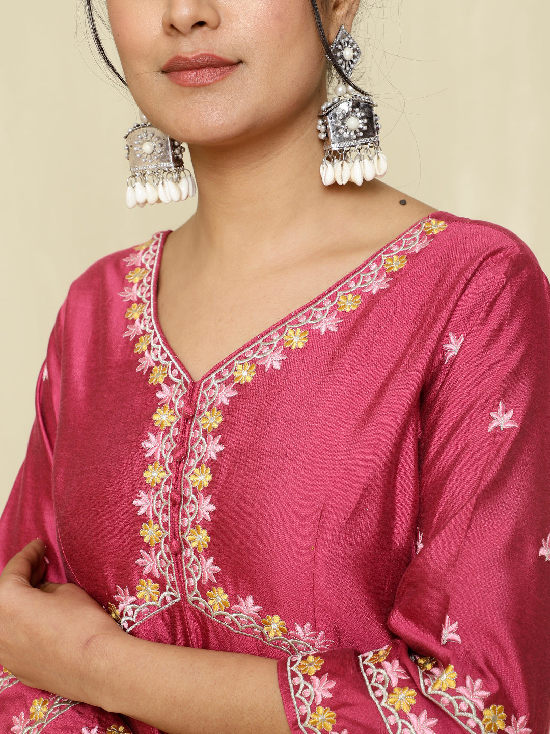 Jaipur Kurti Ladies Western Kurti 3Pcs Set 1D23Kdupr003 Magenta