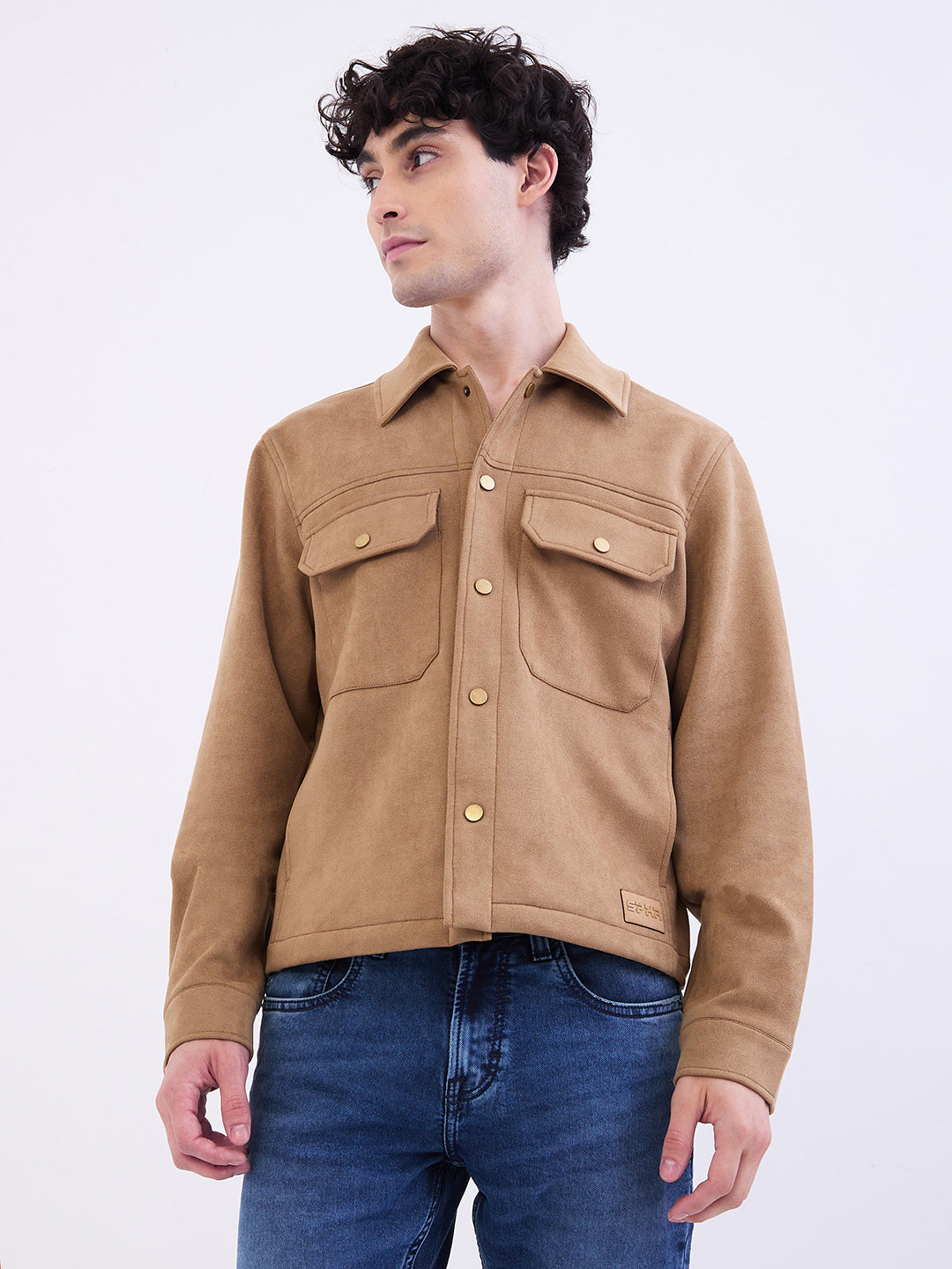 SPYKAR Men's A-Line Coat (MJKHW2BE025_Bison Brown