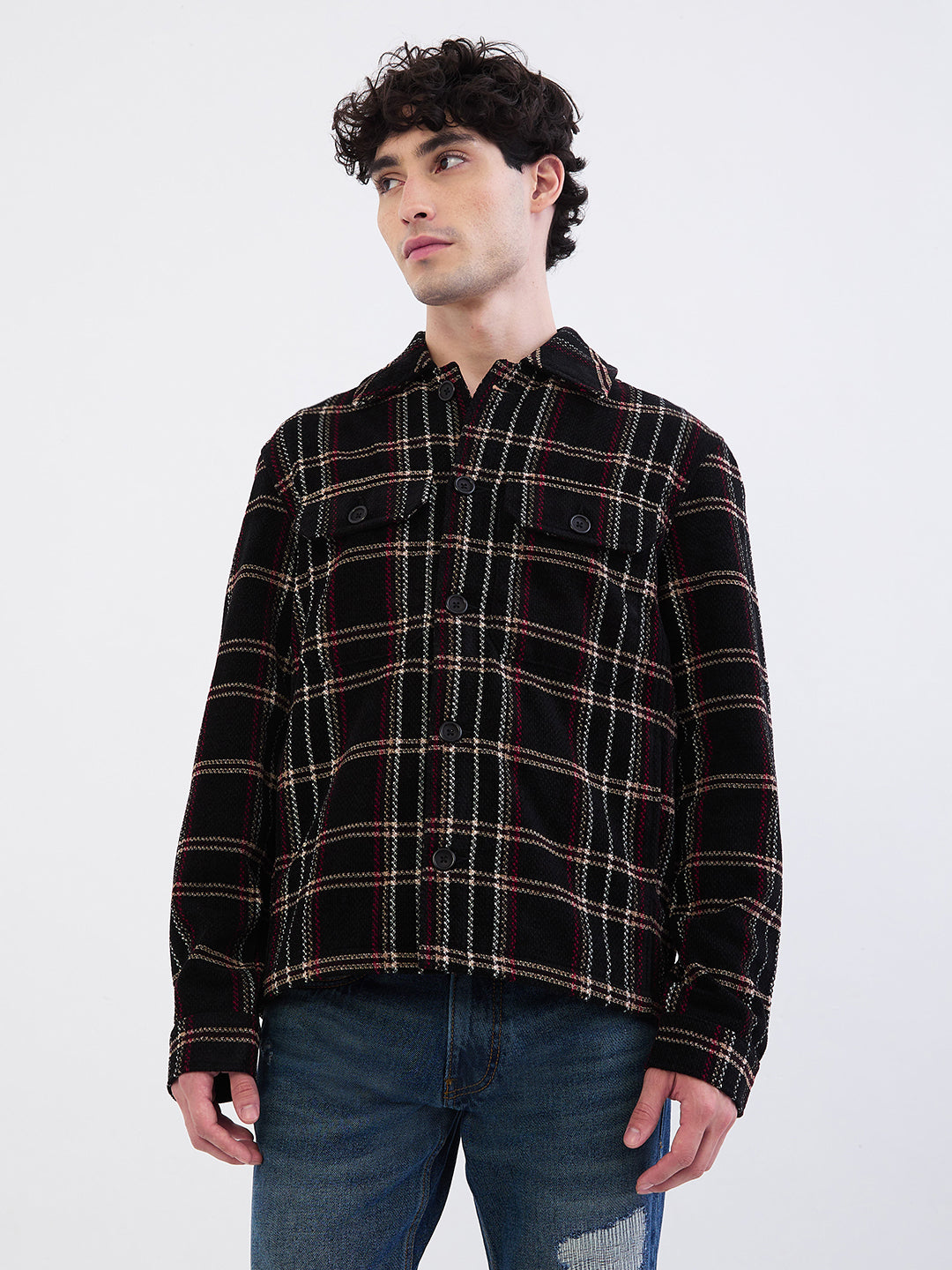 Spykar Jet Black Straight Fit Casual Jackets For Men