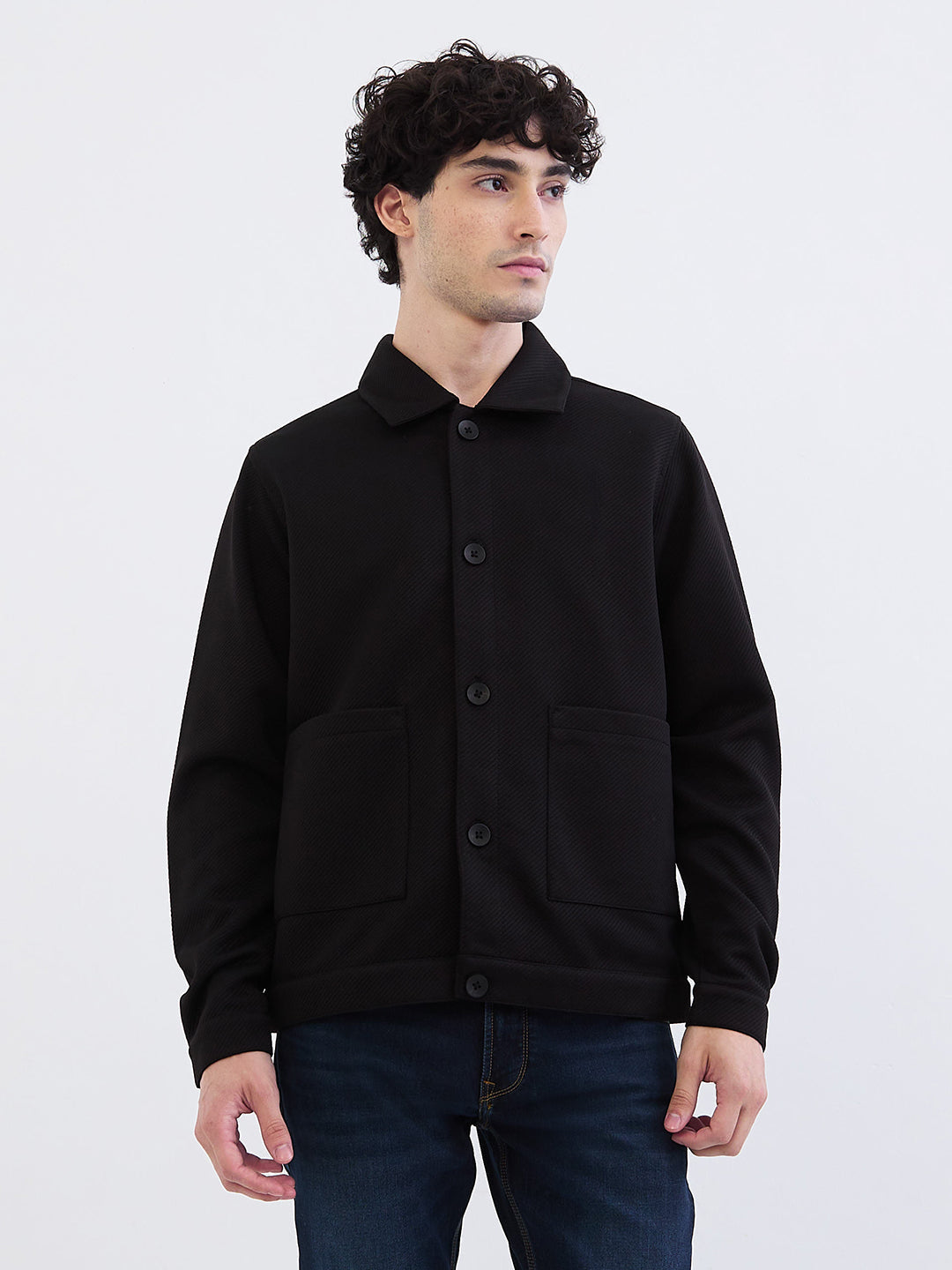 Spykar Charcoal Grey Straight Fit Casual Jackets For Men