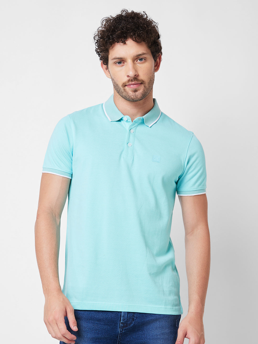 Men Slim Fit Blue Polo T-Shirt
