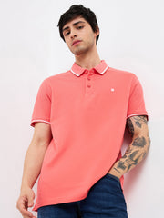 Men Pink Slim Fit Solid Half Sleeve T-Shirt