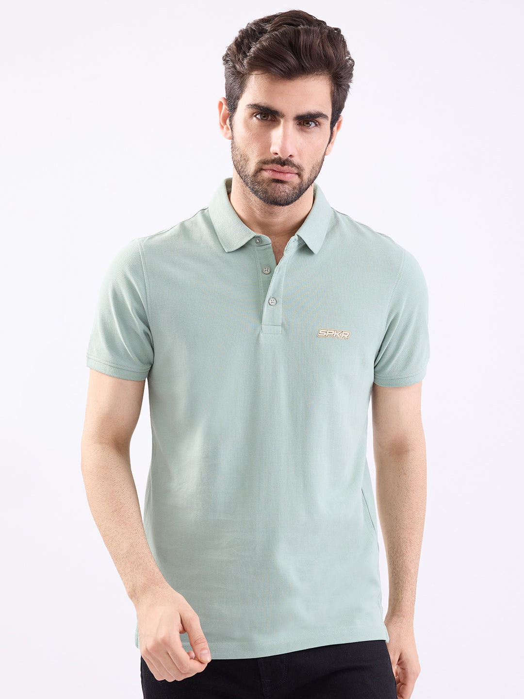 SPYKAR MENS T-SHIRT F/S MKTBP2BE085 GRANITE GREEN