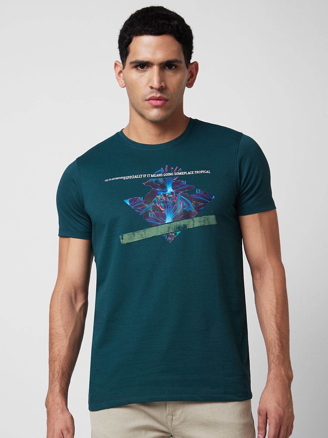 Spykar Mens T-Shirt H/S Mktcp1Bd101 Botanicalgreen