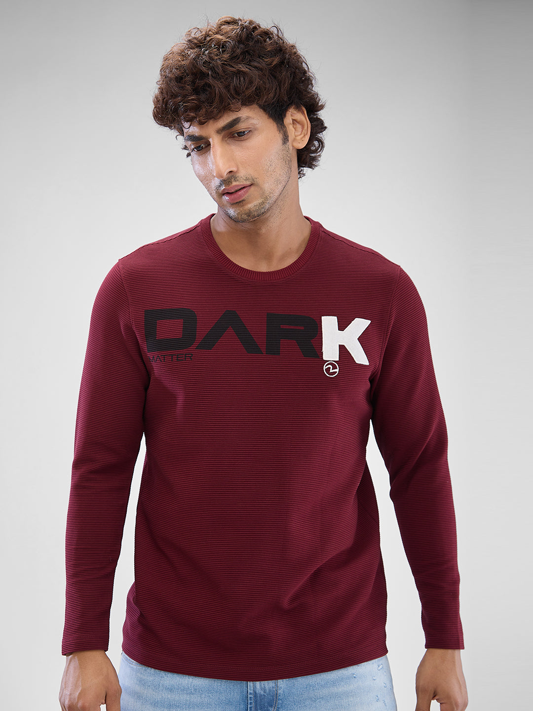 Spykar Mens T-Shirt F/S Mktcp2Bd119 Wine Red