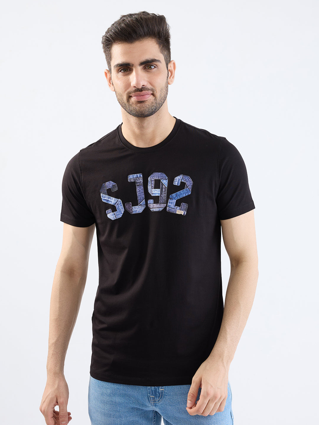 SPYKAR MENS T-SHIRT F/S MKTCP2BE128 BLACK