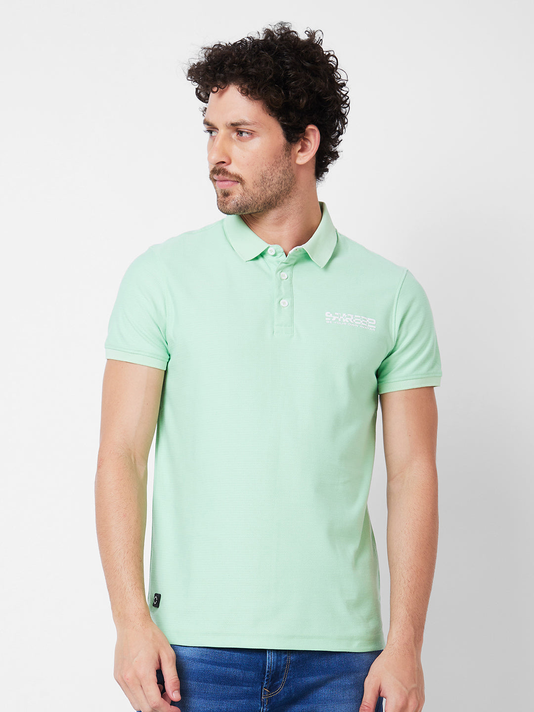 Spykar Mens T-Shirt H/S Mktfp1Bd010 Mint Green