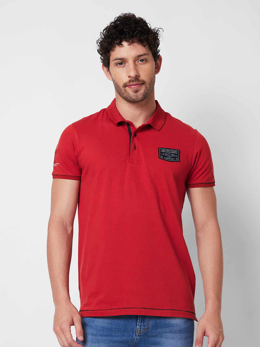 Men Slim Fit Orange Polo T-Shirt