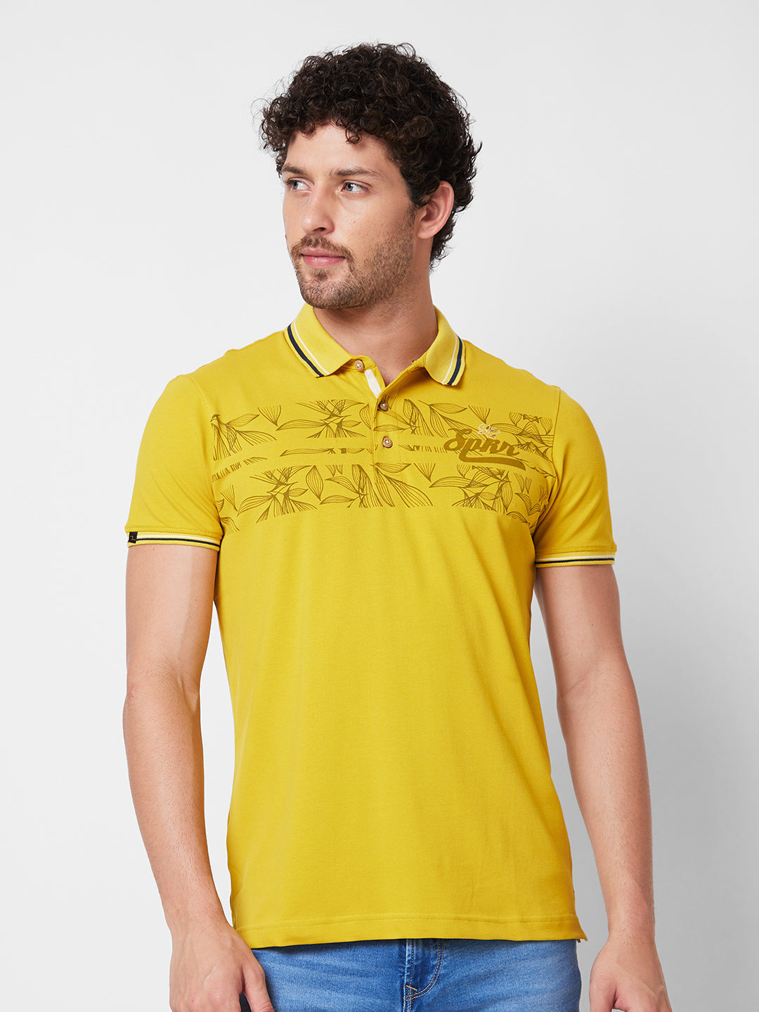 Spykar Mens T-Shirt H/S Mktfp1Bd016 Sulphur Yellow