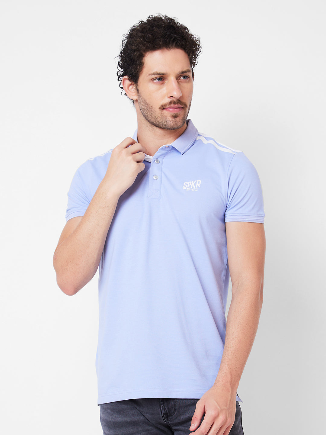 Spykar Mens T-Shirt H/S Mktfp1Bd021 Heron Blue