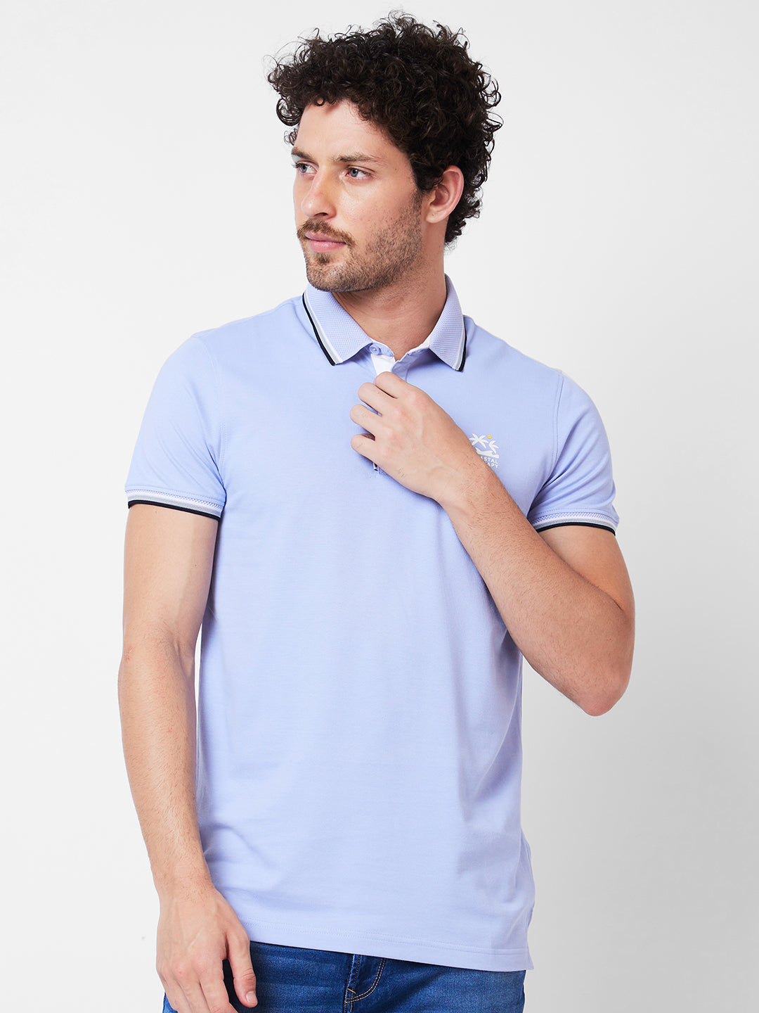 Spykar Mens T-Shirt H/S Mktfp1Bd023 Heron Blue