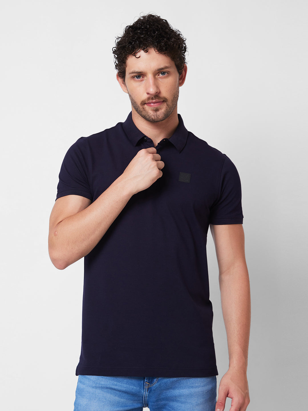 Spykar Mens T-Shirt H/S Mktfp1Bd083 Navy Blue