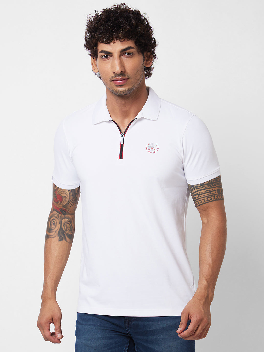 Men Slim Fit White Polo T-Shirt
