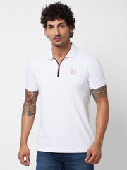 Men Slim Fit White Polo T-Shirt
