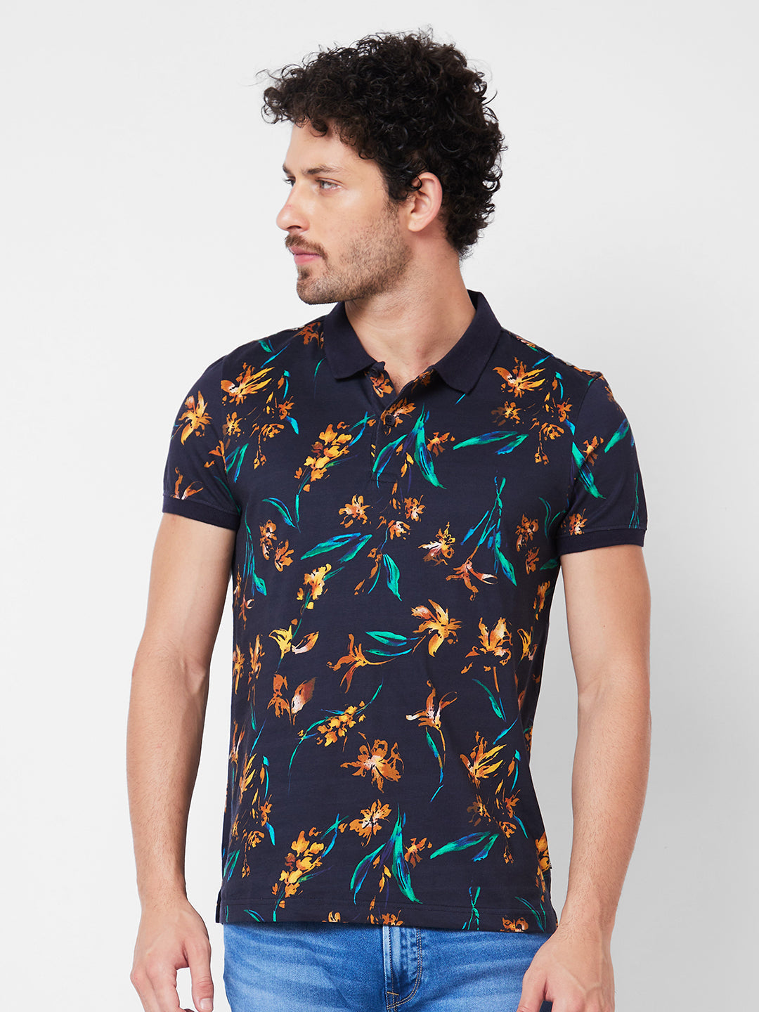 Spykar Mens T-Shirt H/S Mktfp1Bd197 Navy Blue