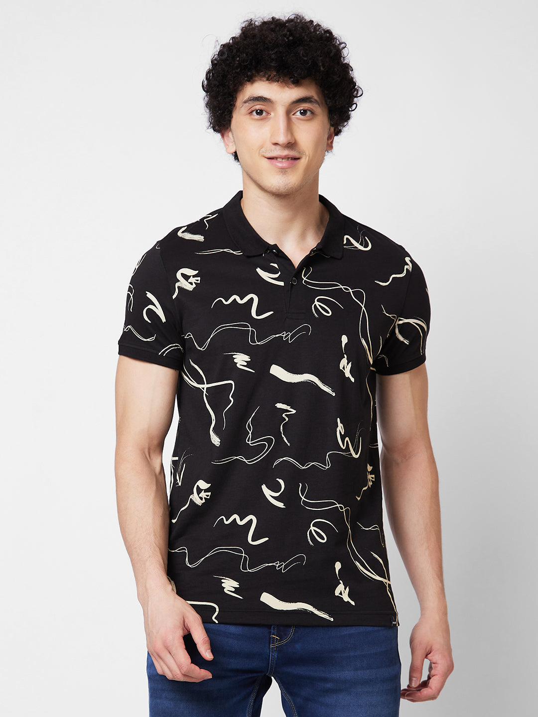 Spykar Mens T-Shirt H/S Mktfp1Bd198 Black